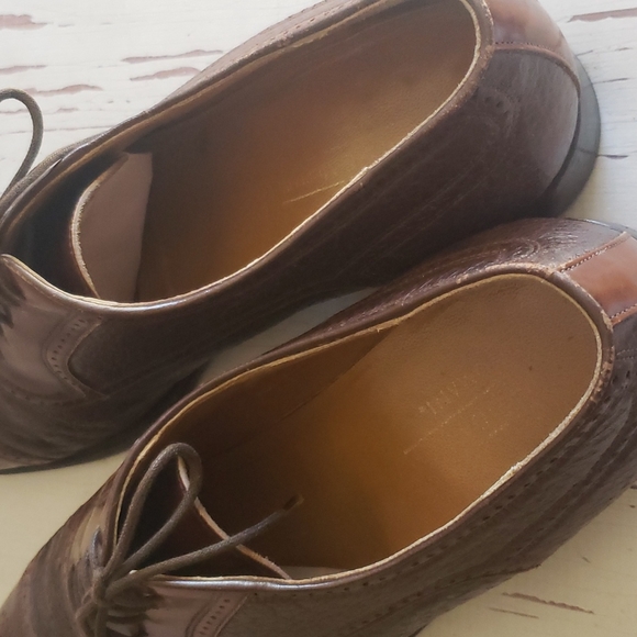 Johnston & Murphy 12 toe cap patent ant textured soft leather formal men… - Picture 5 of 8